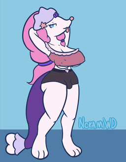 anthro big_breasts big_butt blep breasts bulge butt gynomorph huge_breasts huge_butt intersex simple_background solo teasing thick_thighs tongue tongue_out wide_hips nokamiwd nintendo pokemon generation_7_pokemon pokemon_(species) primarina absurd_res hi_res male_(lore)