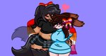 anthro belly big_breasts blush breasts cuddling duo eyewear female female/female glasses heart_symbol hispanic hug hugging_another justice_lipuma lgbt_pride navel pride_colors ribbons romantic romantic_couple smile sonicanth2 tail tail_motion thick_thighs white_body wide_hips mr_bunguy lgbt_pride_month melissa_secore domestic_cat felid feline felis humanoid lagomorph mammal absurd_res hi_res