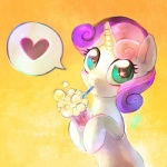 :3 beverage female feral heart_symbol horn milkshake solo young young_feral erinliona friendship_is_magic hasbro my_little_pony mythology sweetie_belle_(mlp) equid equine mammal mythological_creature mythological_equine unicorn 1:1