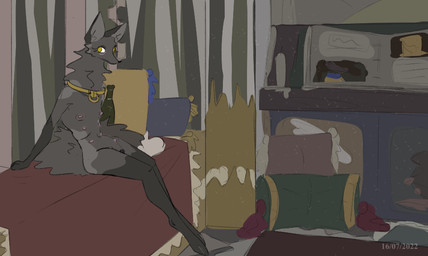 animal_genitalia animal_vulva anthro breasts canine_genitalia canine_vulva collar collar_only collar_ring eyelashes female female_anthro genitals looking_at_viewer multi_nipple nipples nude slave small_breasts solo vulva omnipresentcrayon note_(omnipresentcrayon) canid canine fox mammal