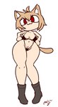 :3 bikini boots clothing featureless_hands female footwear hands_on_hips long_legs looking_at_viewer pubes shoes simple_background solo swimwear two-piece_swimsuit white_background wide_hips zedrin tsukihime type-moon neco-arc animal_humanoid cat_humanoid felid felid_humanoid feline feline_humanoid humanoid mammal mammal_humanoid hi_res