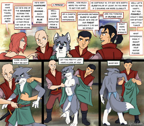 4_fingers 4_toes anthro black_hair black_nose blue_eyes bottomwear brown_hair butt city clenched_teeth clothed clothed_anthro clothed_male clothing degradation dialogue fangs feet female fingers flashback forced forced_exposure forced_undressing fur grey_body grey_fur group hair humanoid_hands humiliation loincloth male multicolored_body multicolored_fur navel nipples prisoner public public_exposure shirt speech_bubble tail teeth text toes topless topless_anthro topless_male topwear tunic two_tone_body two_tone_fur undressing water white_body white_fur spiritofash andreas_(spiritofash) canid canine canis human mammal wolf absurd_res comic english_text hi_res