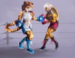 amateur amber_eyes anthro blue_eyes boots bottomwear boxing bra clothing duo female footwear gloves hair handwear ring shoes shorts sport sports_bra training underwear veteran jazzycat kadmiel_dyne sierra_(hotrod-302) felid lagomorph leporid mammal pantherine rabbit tiger hi_res