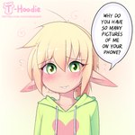 1:1 ambiguous_gender artist_name blonde_hair blush bodily_fluids clothing cowlick dialogue elf emanata english_text eyebrow_through_hair eyebrows eyelashes green_eyes hair half-length_portrait hoodie hoodie_(artist) humanoid humanoid_pointy_ears long_hair looking_at_viewer male_(lore) max_(hoodie) not_furry ponytail portrait simple_background solo speech_bubble spiral sweat sweatdrop text topwear translucent translucent_hair url white_body white_skin worried yellow_background