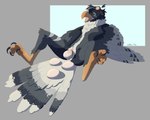 ambiguous_gender andromorph animal_genitalia anthro avian_feet cloaca cloacal cloacal_penetration egg egg_from_cloaca feathers genitals grey_body grey_feathers happy intersex masturbation oviposition penetration solo tail tail_feathers wings smthlittle avian bird hi_res