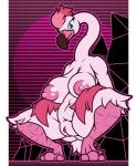 anthro breasts crouching female genitals nipples non-mammal_breasts pussy solo ikakins rayleigh_(ikakins) avian bird flamingo absurd_res hi_res