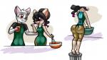 albino anthro apron baking big_breasts big_butt big_ears black_hair bottomwear bowl breasts butt chair clothing container cooking curvy_figure duo eyewear female furniture glasses hair kitchen male mature_anthro mature_female pockets purple_hair red_eyes romantic romantic_couple shorts simple_background stool teacher thick_thighs tight_clothing voluptuous white_hair wide_hips norithics trenchbound isaac_(trenchbound) khali mammal mouse murid murine rat rodent mother_(lore) parent_(lore)