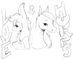 4_ears anthro bodily_fluids breasts duo ear_piercing eyelashes female feral hair long_ears multi_ear neck_tuft nipples piercing smile sweat text tuft raljoy chal equid equine horse mammal tojol english_text hi_res monochrome