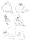 2_horns 3_toes 5_fingers ahoge anthro arm_tuft armwear bar_emanata barefoot belly belly_inflation belly_markings big_belly big_breasts big_butt big_tail biped bloated bottom_heavy bottomwear bracelet breasts butt chaise_lounge closed_smile clothed clothed_anthro clothed_female clothing collar container cotton_tail crossed_arms curved_horn dress ear_piercing ear_ring elbow_gloves elbow_tuft emanata extended_sound_effect eye_through_hair eyebrow_through_hair eyebrows eyelashes eyelashes_through_hair fart fart_cloud fat_arms feet female female_anthro fingers food footwear front_view fur fur_tuft gloves grin group hair hand_on_hip handwear hime_cut holding_fish holding_food holding_object holding_plate horn huge_belly huge_breasts huge_butt huge_tail hyper hyper_butt inflation jar jewelry leaning leaning_forward long_hair long_tail markings membrane_(anatomy) monobutt morbidly_obese morbidly_obese_anthro morbidly_obese_female mouth_closed navel navel_outline non-mammal_breasts non-mammal_navel obese obese_anthro obese_female open_mouth overweight overweight_anthro overweight_female panties pawpads pedestal piercing pigeon_toed plate prick_ears raised_eyebrow rat_tail rear_view ring_piercing ripping ripping_sound_effect round_ears round_tail scale_markings scales sharp_teeth shoes short_horn sign simple_background small_head small_horn smile sound_effect_variant sound_effects spherical_inflation spiked_bracelet spiked_collar spikes standing surprise surprised tail tail_markings teeth thick_tail thick_thighs thin_tail three-quarter_view tin_can toes torn_bottomwear torn_clothing torn_skirt translucent translucent_hair tuft underwear waiter walking wardrobe_malfunction weight_gain white_background wide_hipped_anthro wide_hipped_female wide_hips wide_stance maddeku mario_bros nintendo eleanor_(maddeku) elisa_(maddeku) ambient_fish ambient_sealife bear eel fancy_rat fish koopa lizard mammal marine murid murine pufferfish rat reptile rodent scalie tetraodontiform 2019 2:3 absurd_res black_and_white digital_drawing_(artwork) digital_media_(artwork) full-length_portrait hi_res monochrome multiple_images portrait sketch sketch_page