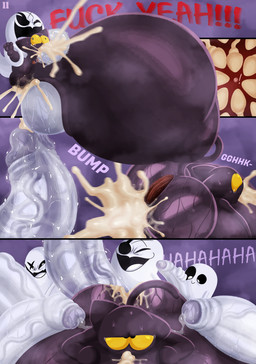 anal anthro anus areola big_anus big_breasts big_penis black_body black_ears black_eyes black_fur bodily_fluids breasts clothing cum cum_ballooning cum_from_mouth cum_in_mouth cum_in_vagina cum_inflation cum_inside female fur genital_fluids genitals group huge_anus huge_penis humanoid_genitalia humanoid_penis hyper hyper_genitalia hyper_penis impregnation inflation male nipples nude oral ovum penetration penis ridiculous_fit rimming sex sperm_cell text tongue vaginal vaginal_penetration vein veiny_penis white_body yellow_clothing yellow_sclera kiffy_(artist) google google_doodle magic_cat_academy momo_(google) domestic_cat felid feline felis ghost mammal spirit absurd_res comic english_text hi_res