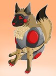 brown_body brown_fur cybernetics feral fur humor machine male parody protogen_visor smile solo cloudmutt dogelore cheems johmn cyborg protogen 3:4 hi_res meme
