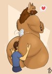 anthro big_butt brown_body brown_fur brown_hair butt butt_smother butt_worship clothed clothing crossed_arms duo face_in_ass facial_tuft fur hair head_tuft heart_symbol human_on_anthro humanoid_hands interspecies larger_anthro larger_male looking_at_another looking_back male male/male nails nude open_mouth shirt size_difference smile smothering tail tail_motion tailwag thick_thighs topwear tuft pabloalderfox talidrawing adler_(pablo) jacob_(pablo) canid canine canis domestic_dog german_shepherd herding_dog human mammal pastoral_dog absurd_res digital_media_(artwork) hi_res