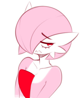 femboy frown hair male pink_hair red_eyes sad simple_background solo frowntown nintendo pokemon gardevoir generation_3_pokemon humanoid pokemon_(species) 2026 hi_res tagme