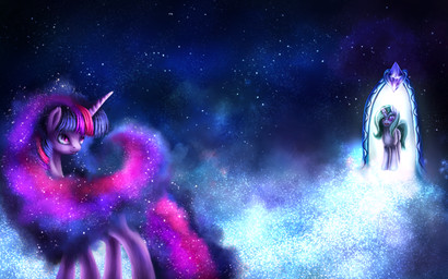 door duo female fur hair horn multicolored_hair purple_body purple_eyes purple_fur sky star 9de-light6 friendship_is_magic hasbro my_little_pony mythology twilight_sparkle_(mlp) equid equine mammal mythological_creature mythological_equine unicorn 16:10 2015 character_request hi_res widescreen
