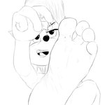 4_toes ambiguous_gender anthro bodily_fluids duo feet female foot_fetish foot_focus humanoid_feet humanoid_hands larger_anthro larger_female macro micro open_mouth plantigrade size_difference smaller_ambiguous smaller_human soles solo_focus sweat sweaty_feet toes xtreme7 activision crash_bandicoot_(series) coco_bandicoot human mammal 1:1 2017 monochrome sketch