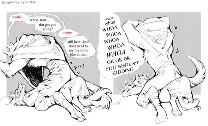 anthro anthro_on_anthro blush bodily_fluids bottomwear cloak clothing dialogue dot_eyes duo entwined_tails eyes_closed fluffy fluffy_tail fur fuzzy gown grin grinding hand_on_leg imminent_sex intraspecies larger_on_top leaning leaning_forward leg_wraps looking_up lying male male/male needy nervous nervous_smile nervous_sweat on_back on_bottom on_top panicking pants pawpads poncho simple_eyes size_difference smaller_on_bottom smile sound_effects speech_bubble straddling surprised sweat tail tail_coil teeth text undressing undressing_self wide_eyed wrapped_legs wraps scribbleshanks dreamworks puss_in_boots_(franchise) shrek_(series) big_bad_wolf_(shrek) death_(puss_in_boots) canid canine canis mammal wolf black_and_white comic english_text monochrome trans_(lore) trans_man_(lore)