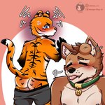 anthro astrological_symbol bite_mark blush collar duo exposed_butt male male/male pisces_(symbol) symbol western_zodiac_symbol esteani5 cain_the_dingo felix_grey canid canine canis dingo felid mammal pantherine tiger 1:1