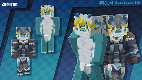 anthro armor blue_body blue_fur fur gaming hair male multicolored_body multicolored_fur solo warrior white_body white_fur white_hair yellow_eyes ryandrake microsoft minecraft mojang mythology xbox xbox_game_studios zefyren dragon furred_dragon furred_scalie mythological_creature mythological_scalie scalie 16:9 2025 3d_(artwork) digital_media_(artwork) hi_res pixel_(artwork) widescreen