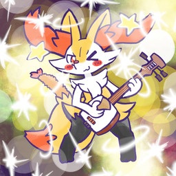 :3 ambiguous_anthro ambiguous_gender anthro biped blush blush_stickers digitigrade dipstick_tail food front_view holding_musical_instrument holding_object looking_at_viewer markings musical_instrument object_in_tail one_eye_closed plucked_string_instrument shamisen shrimp_(food) simple_background snout solo sparkles standing star_accessory string_instrument tail tail_markings wink winking_at_viewer annyui0611 nintendo pokemon braixen canid generation_6_pokemon mammal pokemon_(species) 1:1 2025 digital_drawing_(artwork) digital_media_(artwork) full-length_portrait hi_res japanese_description portrait translated_description