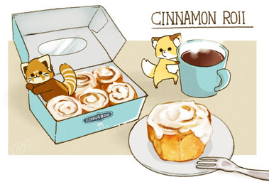 ambiguous_gender beverage biped brown_body brown_fur chibi coffee coffee_mug dot_eyes duo feral food fur micro simple_eyes text shi_nominmin ailurid canid canine fox mammal red_panda 2020 hi_res