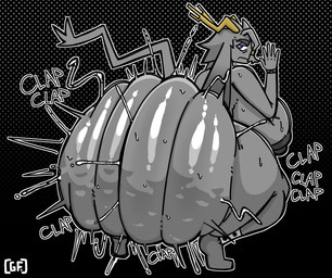 anthro antlers big_breasts big_butt bodily_fluids breasts butt butt_focus female fur grey_body grey_fur hair horn huge_breasts huge_butt hyper hyper_butt looking_back nipples nude onomatopoeia presenting rear_view simple_background solo sound_effects sweat sweatdrop tail text thick_thighs twerking wide_hips ghostfuckrr pseudoregalia sybil_(pseudoregalia) bovid caprine goat jackalope lagomorph leporid mammal rabbit 2026 digital_media_(artwork) hi_res signature