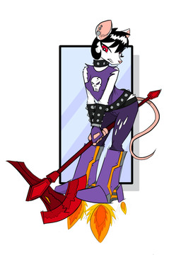 anthro axe boots bottomwear clothing denim denim_bottomwear denim_clothing female footwear jeans melee_weapon pants rocket_boots shoes solo torn_bottomwear torn_clothing torn_jeans torn_pants weapon phlegraofmystery mammal mouse murid murine rodent absurd_res hi_res