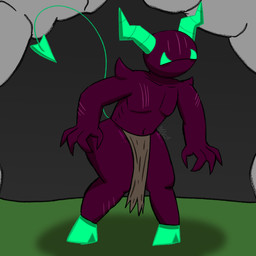 blind bottomwear claws clothing disability eyeless fangs hooves horm_(chefrens) horn loincloth male purple_body scar solo tail teeth chefrens demon humanoid imp 1:1 hi_res