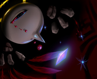 ambiguous_gender blood bodily_fluids crying crystal feral glowing halo narrowed_eyes nude solo spikes squint tears wings kitigaru kirby_(series) kirby_64:_the_crystal_shards nintendo 02_(kirby) cyclops eye_creature monster hi_res