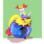 anthro big_diaper bottomwear bra breasts clean_diaper clothed clothing diaper female fur smile solo underwear wearing_diaper purplethecharmander nintendo pokemon braixen generation_6_pokemon pokemon_(species) 1:1 hi_res