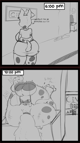 anthro balls big_breasts big_butt bodily_fluids breasts butt clothed clothing cum cum_in_ass cum_in_vagina cum_inflation cum_inside duo erection female female_penetrated forced fur genital_fluids genitals inflation male male/female male_penetrating male_penetrating_female nude penetration penis rape sex simple_background tail text thick_thighs vaginal vulva zaw clai canid canine mammal 9:16 english_text hi_res