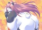 anthro big_breasts breasts female hair huge_breasts hyper hyper_breasts kemono long_hair nipples overweight overweight_anthro overweight_female red_eyes slightly_chubby solo tongue tomoyamaru bear giant_panda mammal