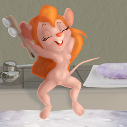 anthro bath bathing bathroom breasts brush bubble bubble_bath faucet female genitals micro nipples nude sink sitting soap_bar solo spread_legs spreading stretching toothbrush vulva mousetache chip_'n_dale_rescue_rangers disney gadget_hackwrench mammal mouse murid murine rodent 1:1 hi_res