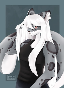 anthro big_breasts big_tail breasts clothing female fur hair solo tail white_body white_fur white_hair wide_hips axynee sasha_kovalevskaya felid mammal pantherine snow_leopard absurd_res hi_res