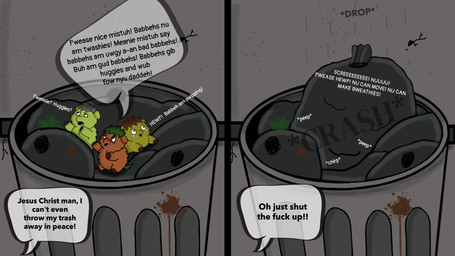 abuse ambiguous_gender animal_abuse asphyxiation bag bodily_fluids brown_body brown_eyes brown_fur brown_hair crying dialogue dying feces feral fur green_body green_eyes green_fur green_hair grey_hair group hair looking_up micro offscreen_character open_mouth profanity tears text trash_bag trash_can trio young young_ambiguous young_feral roadkill_(fc) fluffy_pony fluffy_pony_(species) mammal 2025 broken_english comic digital_media_(artwork) english_text hi_res one_page_comic shaded