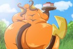 anthro back_rolls big_butt butt cake cloud cocoa_(cheesecaker) dessert female food fur generation_1_pokemon grass hair huge_butt huge_thighs mammal nintendo nude obese obese_anthro obese_female orange_body orange_fur overweight overweight_anthro overweight_female plant pokemon pokemon_(species) raichu robthehoopedchipmunk rodent sky solo thick_thighs