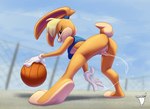 anthro ball basketball_(ball) blonde_hair bodily_fluids bottomless breasts buckteeth butt clothed clothing countershade_crotch countershade_face countershade_feet countershade_tail countershade_torso countershading feet female fingering fur genital_fluids genitals gloves hair handwear holding_object humanoid_genitalia humanoid_pussy looking_at_viewer nipples orange_body orange_fur ponytail_ears pussy pussy_juice_string scut_tail short_tail soles solo tail teeth topwear under_boob vaginal vaginal_fingering vaginal_fluids white_clothing white_gloves white_handwear bmbrigand looney_tunes the_looney_tunes_show warner_brothers lola_bunny lagomorph leporid mammal rabbit 2022 digital_media_(artwork)