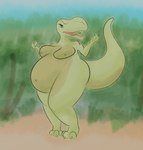 anthro breasts bursting female inflation nipples overweight pose pregnant pregnant_anthro pregnant_female solo nezzieplump priscilla_(nezzieplump) dinosaur prehistoric_species reptile scalie theropod tyrannosaurid tyrannosauroid tyrannosaurus tyrannosaurus_rex pinup