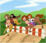 alternate_species bell bell_collar breasts bridle brown_hair butt butt_slap collar female group hair hands_behind_back hooves looking_back navel nipple_piercing nipples outside piercing red_hair reins riding saddle slap spanking stirrups tail tail_wraps what wraps rellen disney european_mythology greek_mythology kim_possible mythology ann_possible bonnie_rockwaller kimberly_ann_possible monique_(kim_possible) centaur equid equid_taur human humanoid_taur mammal mammal_taur taur hi_res mother_(lore) parent_(lore)