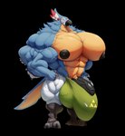 abs big_bulge big_muscles big_pecs bulge genitals huge_bulge huge_muscles huge_pecs hyper hyper_muscles male muscular pecs penis solo vein veiny_muscles croconut neonavis breath_of_the_wild nintendo the_legend_of_zelda kass_(tloz) avian rito alpha_channel hi_res