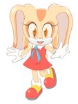 anthro clothing dress female footwear fur gloves handwear rabbit_ears scut_tail shoes short_tail simple_background solo tail tan_body tan_fur white_background young sheecktor sega sonic_the_hedgehog_(series) cream_the_rabbit lagomorph leporid mammal rabbit absurd_res hi_res