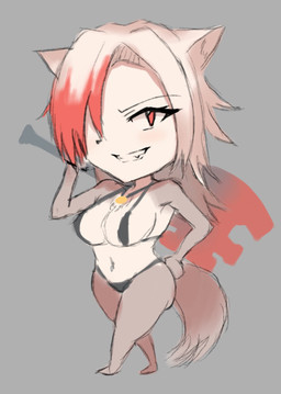 anthro axe big_breasts black_clothing black_thong black_underwear bra breasts brown_body brown_fur brown_tail clothing denim denim_clothing female fur grey_background hair jewelry long_hair looking_at_viewer multicolored_body multicolored_fur multicolored_hair multicolored_tail navel navel_piercing necklace piercing red_eyes red_hair simple_background smile solo tail tan_body tan_ears tan_fur tan_hair tan_inner_ear tan_tail teeth thong underwear aspara fan_character weather_(aspara) canid canine mammal 2023 digital_drawing_(artwork) digital_media_(artwork) hi_res