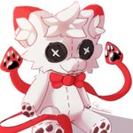 anthro black_buttons bow_tie button_(fastener) button_eyes clothed clothing doll fur glistening glistening_pawpads hair light male pawpads paws plushie red_bow_tie red_tentacles sewing simple_background smile solo tentacles tentapaws tuft voodoo voodoo_doll white_body white_fur cloudrider_(artist) changed_(video_game) fluke_(cloudrider) squid_dog_(changed) 1:1 digital_media_(artwork) lighting shaded signature