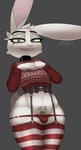 anthro bite biting_lip bulge cheek_tuft choker christmas_clothing christmas_sweater christmas_topwear clothed clothing corset crossdressing crotch_lines eyeshadow facial_tuft femboy fur garter_straps glistening glistening_body glistening_clothing grey_background grey_eyes half-closed_eyes hand_on_chest head_tuft holidays jewelry legwear lingerie looking_at_viewer makeup male mascara narrowed_eyes navel necklace panties pattern_clothing pattern_legwear pattern_stockings pubic_tattoo simple_background solo stockings striped_clothing striped_legwear striped_stockings stripes sweater tattoo text text_tattoo thick_thighs thigh_stockings topwear tuft underwear white_body white_fur wide_hips yellow_sclera yitexity christmas texi_(yitexity) lagomorph leporid mammal rabbit 2020 absurd_res english_text hi_res signature