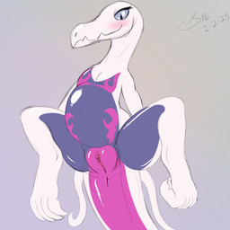 4_toes anthro anus belly big_belly big_tail blush clitoral_hood clitoris digitigrade erect_clitoris eyelashes fangs feet female flat_chested front_view genitals glistening glistening_body inner_labia long_neck long_tail multicolored_body nude nude_anthro nude_female pink_body pink_clitoral_hood pink_clitoris pink_inner_labia pink_outer_labia pink_vulva plump_labia pregnant pregnant_anthro pregnant_female pupils purple_body purple_eyes slit_pupils smile snout solo spread_legs spreading tail tail_anus tapering_clitoris teeth thick_tail thick_thighs toes underbite urethra vulva white_body wide_hips spe nintendo pokemon generation_7_pokemon pokemon_(species) salazzle scalie shiny_pokemon 1:1 2025 absurd_res dated digital_drawing_(artwork) digital_media_(artwork) flat_colors hi_res krita_(artwork) signature sketch sketchbook_(artwork)