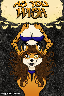 anthro black_stripes bra bracelet breasts clothing cosmic_background countershading detachable detachable_head female gold_(metal) gold_jewelry headless holding_head holding_own_head jewelry looking_at_viewer modular open_mouth open_smile orange_body panties purple_bra purple_clothing purple_panties purple_underwear smile smiling_at_viewer solo star starry_background stripes tan_body tan_countershading text underwear yellow_eyes squeakycanine european_mythology irish_mythology mythology tori_taxel dullahan felid genie mammal pantherine tiger 2025 2:3 artist_name english_text hi_res