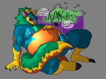 abdominal_bulge after_vore animal_mask anthro anthro_pred balls bdsm belly belly_grab big_balls big_belly big_penis blue_body bodily_fluids bodily_noises brown_body brown_fur burping burping_up_object churn claws clothing dialogue digestion digestion_noises digestion_sequence duo erection eyes_closed fatal_vore feet fur genital_fluids genitals green_hair hair head_tuft huge_penis humanoid_genitalia humanoid_penis leaking male male/male mane markings mask melting moobs muscular muscular_anthro muscular_male navel nipples nude onomatopoeia open_mouth oral_vore orange_body organs overweight overweight_anthro overweight_male paws penis petplay precum pup_mask puppyplay regurgitation roleplay rumbling_stomach saliva shirt simple_background slosh sloshing_belly smile solo solo_focus sound_effect_variant sound_effects speech_bubble spitting stomach stomach_acid tail tank_top text thick_penis thick_tail topwear tuft vein veiny_penis vore yellow_body veganlettuce capcom monster_hunter vegan_(character) fanged_wyvern mammal murid murine rat rodent scalie zinogre 2025 artist_name cel_shading colored digital_drawing_(artwork) digital_media_(artwork) english_text hi_res sequence shaded signature watermark