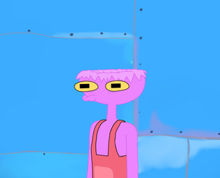 anthro blue_background clothing male overalls pink_clothing pink_overalls pupils purple_body round_head simple_background solo square_pupils yellow_sclera bull3t glitch_productions nickelodeon spongebob_squarepants the_amazing_digital_circus jax_(tadc) lagomorph leporid mammal rabbit digital_drawing_(artwork) digital_media_(artwork) hi_res