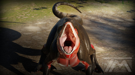 looking_at_viewer male mouth_shot open_mouth outside solo tail teeth tongue vore thatman_23 jinnoaka_(modeler) diamond_jack_(thatman_23) dinosaur interceptor prehistoric_species reptile scalie 16:9 3d_(artwork) digital_media_(artwork) hi_res widescreen