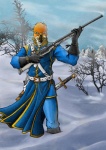 anthro detailed_background forest gun holding_object holding_weapon male melee_weapon military outside plant ranged_weapon snow soldier solo sword tree warrior weapon winter atinka8 sandor_(character) accipitrid accipitriform avian bird falcon falconid hybrid 2012 hi_res