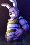 4_fingers anthro clothed clothing countershade_face countershading crossdressing dress eyelashes fingers hand_on_hip looking_at_viewer machine male pink_eyes purple_body simple_background solo blueji black_and_blue_dress_(meme) five_nights_at_freddy's meme_clothing scottgames bonnie_(fnaf) animatronic robot robot_anthro 2023 2:3 absurd_res alternate_version_at_source digital_drawing_(artwork) digital_media_(artwork) hi_res meme portrait shaded three-quarter_portrait